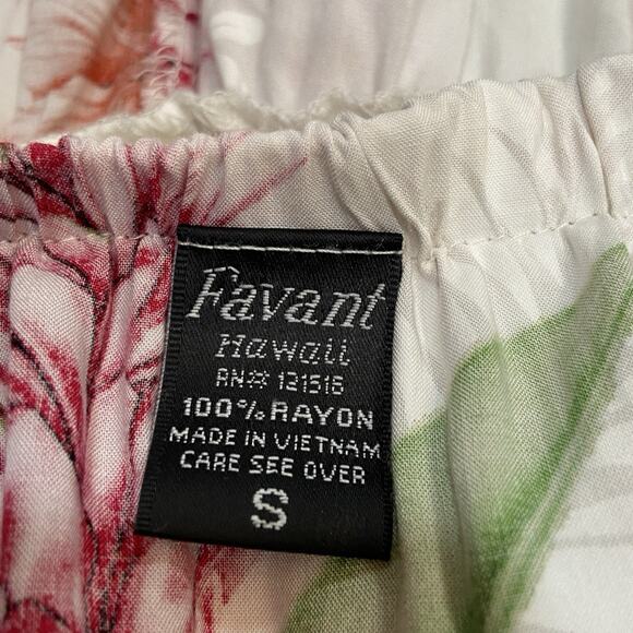 Vintage FAVANT Hawaii White & Red Tropical Floral Strapless Romper Women size S - Picture 9 of 10